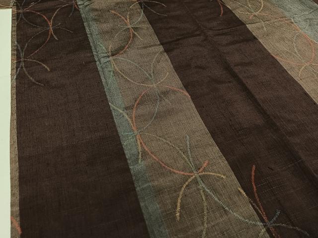 平和屋着物▽上質な紬 単衣 七宝間道 正絹 逸品 AABD6055jh