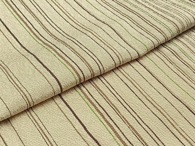 平和屋着物▽本塩沢 単衣 縞 正絹 逸品 AABD6059jh