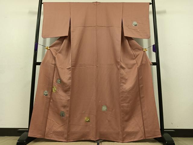 平和屋着物▽訪問着 単衣 草花文 金彩 正絹 逸品 AABD6069jh