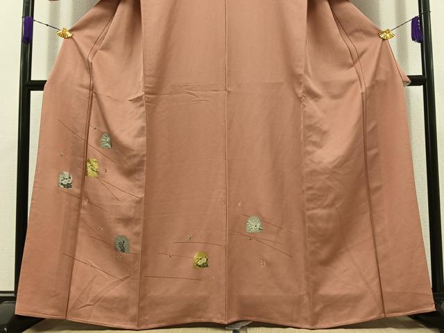 平和屋着物▽訪問着 単衣 草花文 金彩 正絹 逸品 AABD6069jh