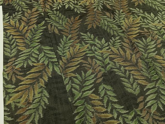 平和屋着物▽本場大島紬 単衣 草葉文 正絹 逸品 AABD6073jh