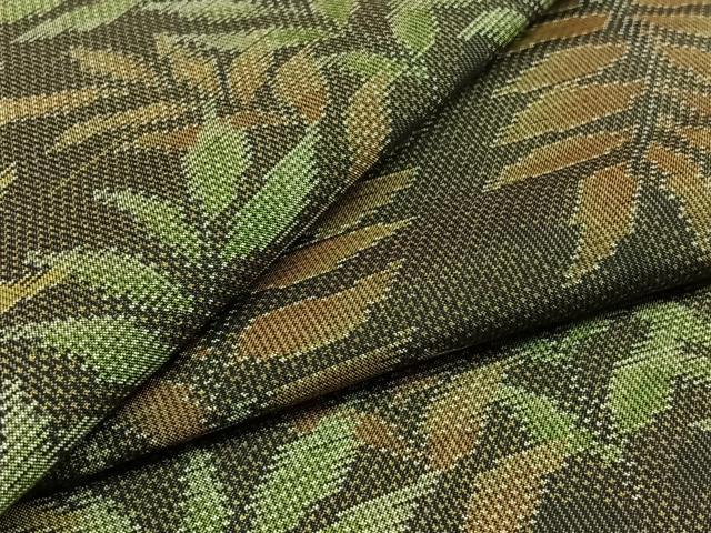 平和屋着物▽本場大島紬 単衣 草葉文 正絹 逸品 AABD6073jh