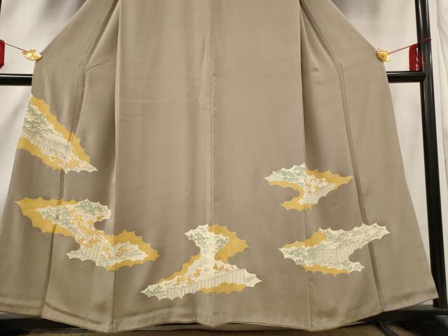 平和屋着物■色無地 雲取り風景花文 金彩 洗える着物 AABD6157st