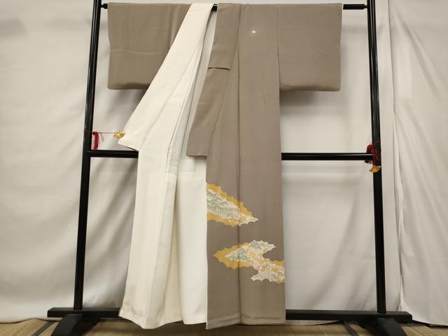 平和屋着物■色無地 雲取り風景花文 金彩 洗える着物 AABD6157st