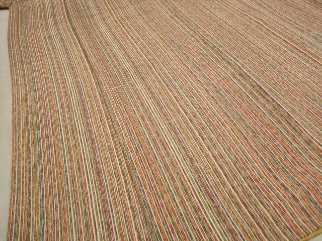 平和屋着物■上質な小紋 縞 鬼しぼ縮緬 背抜き仕立て 正絹 逸品 AABD6177st