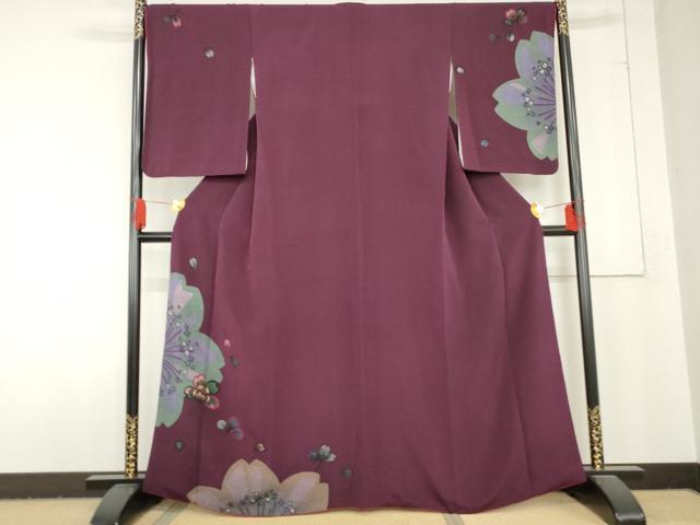 平和屋着物●訪問着 舞花文 金彩 鬼しぼ縮緬 正絹 逸品 AABD6219cs