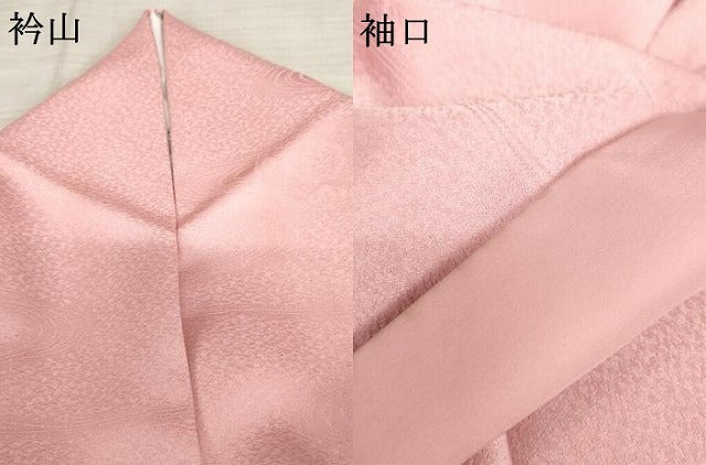 平和屋着物●上質な色無地 流水花地紋 桃花色 正絹 逸品 AABD6248cs