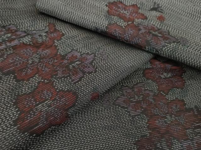 平和屋着物#羽織 本場大島紬 草花文 黒地 正絹 逸品 未使用 AABD6285cs