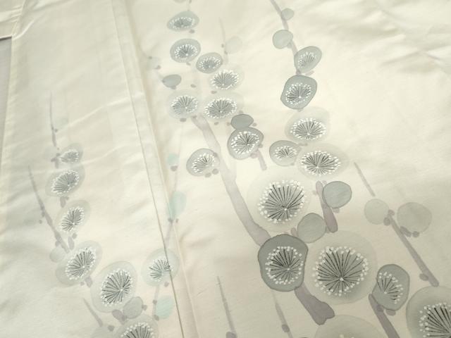 平和屋着物●訪問着 紬地 作家物 手描き 槍梅 正絹 逸品 AABD6307cs