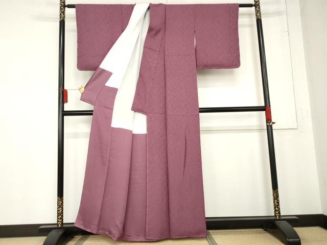 平和屋着物●上質な色無地 梅紫色 正絹 逸品 AABD6335cs