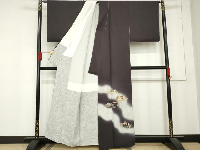 平和屋着物●京友禅の第一人者 松井青々 訪問着 鴛鴦 雪輪草花文 暈し染め 金銀彩 正絹 逸品 未使用 AABD6376cs
