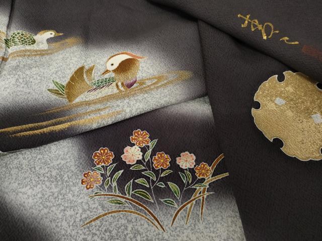 平和屋着物●京友禅の第一人者 松井青々 訪問着 鴛鴦 雪輪草花文 暈し染め 金銀彩 正絹 逸品 未使用 AABD6376cs