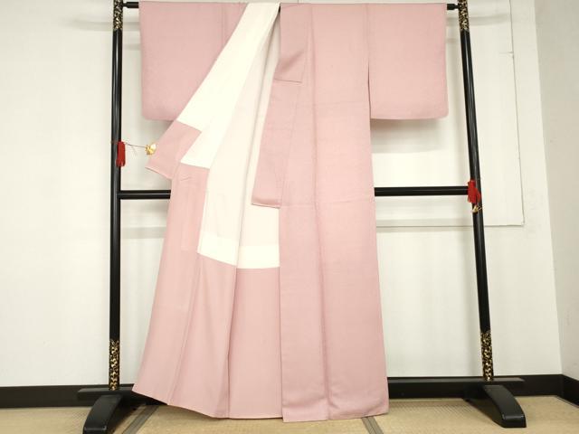 平和屋着物●上質な色無地 紋意匠 石竹色 正絹 逸品 AABD6398cs