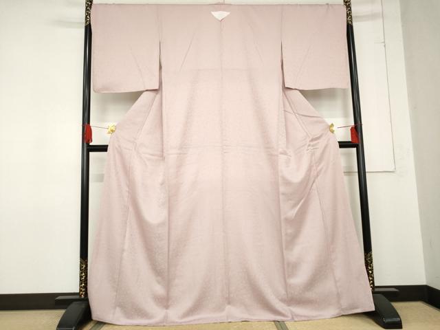 平和屋着物●上質な色無地 花唐草地紋 鴇色 正絹 逸品 未使用 AABD6435cs