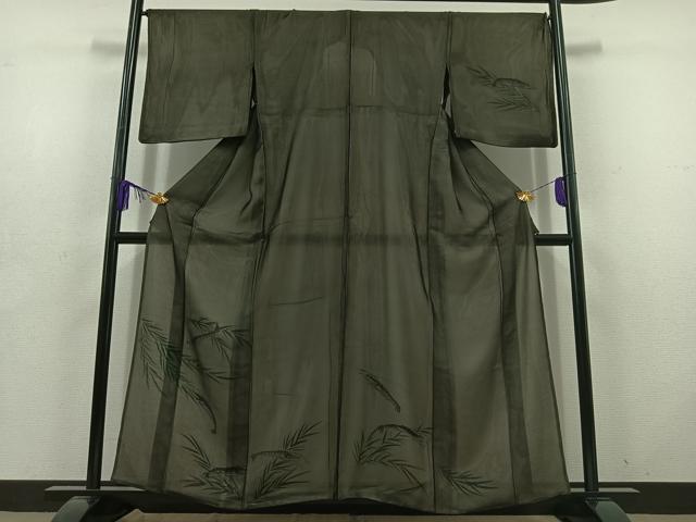 平和屋着物▽訪問着 紗袷 紗×絽 手描き 草葉文 海老 正絹 逸品 AABD6445jh