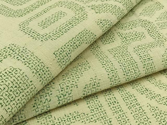 平和屋着物▽結城紬 単衣 80亀甲 幾何学文様 正絹 逸品 AABD6455jh