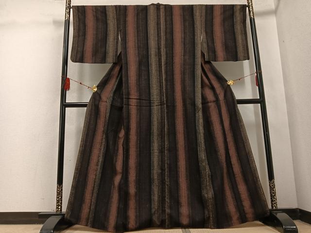 平和屋着物●上質な紬 間道 正絹 逸品 AABD6487ph