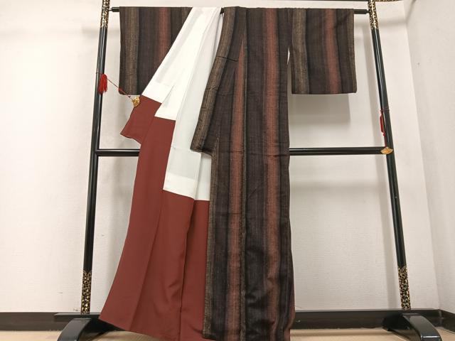 平和屋着物●上質な紬 間道 正絹 逸品 AABD6487ph