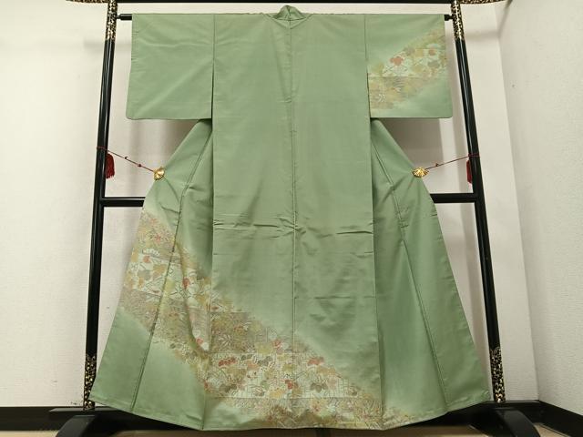 平和屋着物●本場大島紬 染大島 訪問着 草花舞蝶文 暈し染め 正絹 逸品 AABD6493ph
