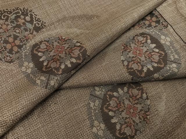 平和屋着物●本場大島紬 カタス9マルキ 花唐草文 正絹 逸品 AABD6529ph