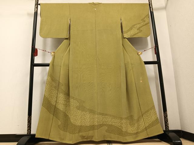 平和屋着物●江戸小紋 訪問着 樋口実 草花文 正絹 逸品 AABD6559ph