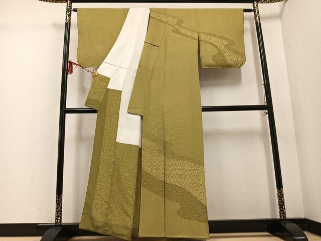 平和屋着物●江戸小紋 訪問着 樋口実 草花文 正絹 逸品 AABD6559ph