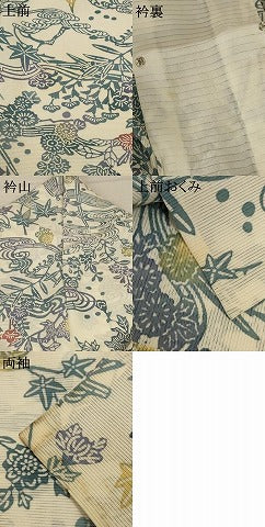 平和屋着物*夏物 小紋 絽 型染め 花鳥文 正絹 逸品 AABD6568jd