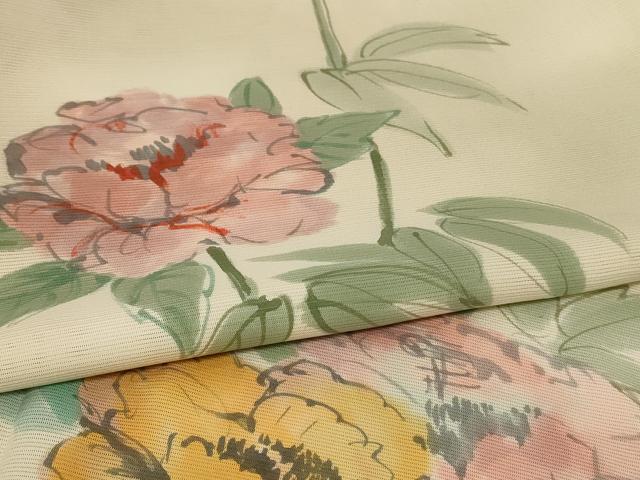 平和屋着物*夏物 訪問着 絽 手描き 草花文 正絹 逸品 AABD6573jd