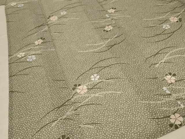 平和屋着物*夏物 小紋 紗 芝花文 洗える着物 AABD6583jd