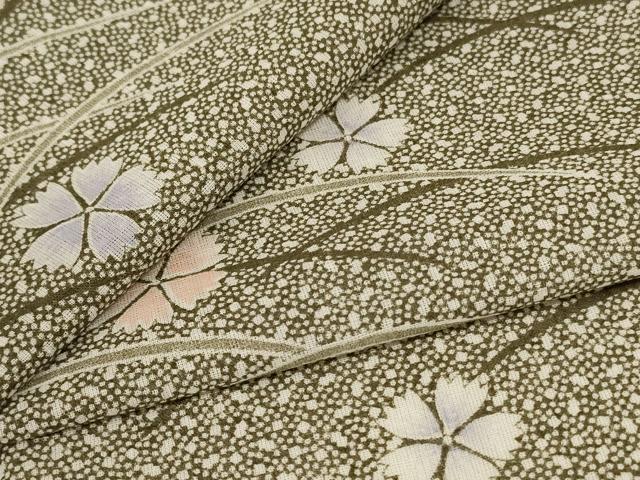 平和屋着物*夏物 小紋 紗 芝花文 洗える着物 AABD6583jd