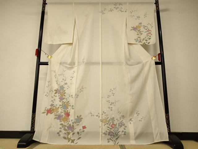 平和屋着物*夏物 訪問着 絽 草花文 銀彩 正絹 逸品 未使用 AABD6588jd
