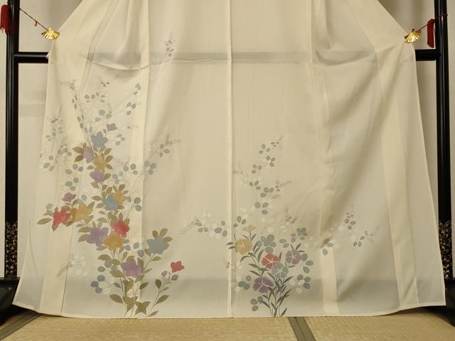 平和屋着物*夏物 訪問着 絽 草花文 銀彩 正絹 逸品 未使用 AABD6588jd