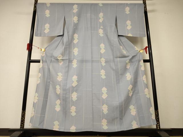 平和屋着物*夏物 小紋 絽 色紙草花文 正絹 逸品 AABD6598jd