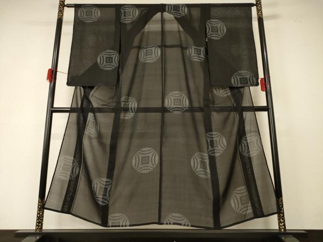 平和屋着物*夏物 紗紬 幾何学丸文 正絹 逸品 AABD6602jd