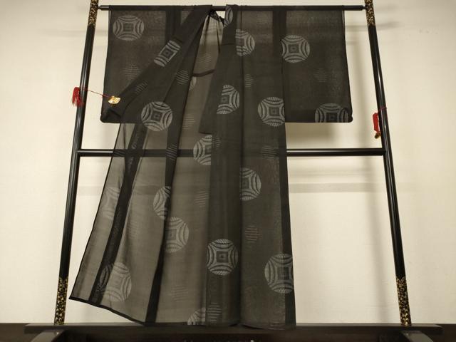 平和屋着物*夏物 紗紬 幾何学丸文 正絹 逸品 AABD6602jd