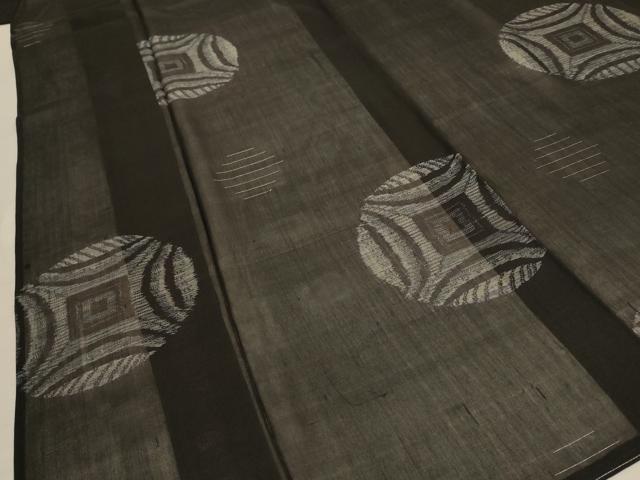 平和屋着物*夏物 紗紬 幾何学丸文 正絹 逸品 AABD6602jd