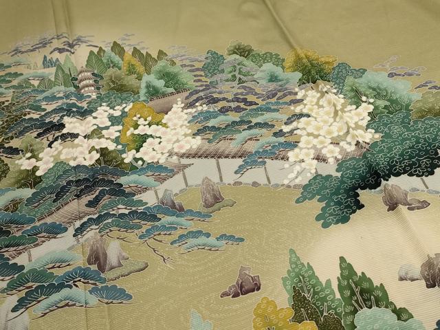 平和屋着物*夏物 訪問着 友禅 絽 風景文 暈し染め 正絹 逸品 AABD6608jd