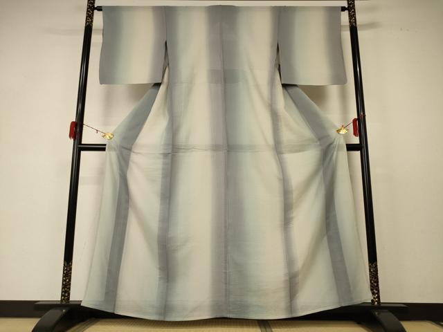 平和屋着物*夏物 小紋 変わり絽 縞 暈し染め 正絹 逸品 AABD6610jd