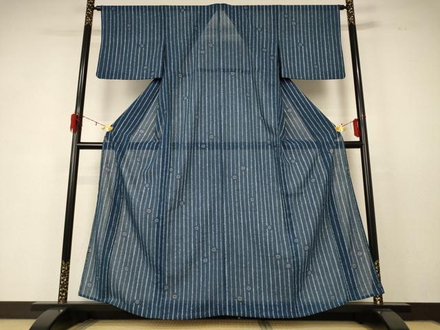 平和屋着物*夏物 小紋 紗 舞花文 洗える着物 AABD6615jd