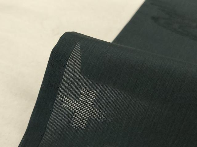 平和屋着物*夏物 色無地 紗 絣文 黒緑色 正絹 逸品 AABD6638jd