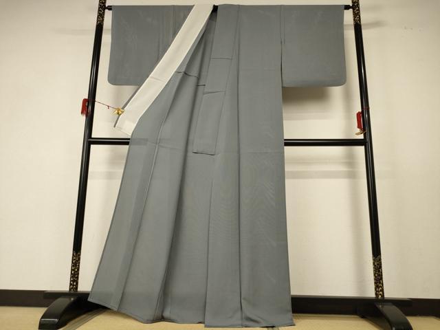 平和屋着物*夏物 色無地 縦絽 豆がら茶色 正絹 逸品 AABD6639jd