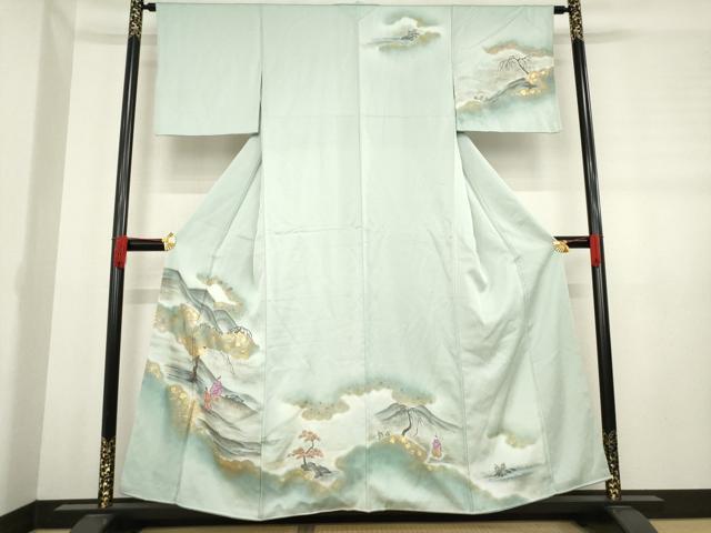 平和屋着物●訪問着 手描き 人物風景文 金彩 正絹 逸品 AABD6703ck