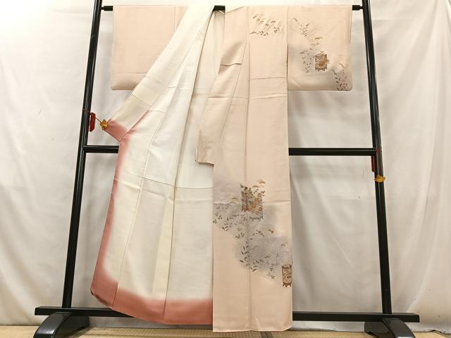 平和屋着物■訪問着 貝桶草花文 暈し染め 金彩 正絹 逸品 AABD6760uw