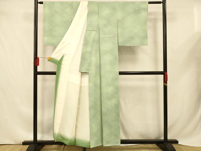 平和屋着物■上質な小紋 草葉菱地紋 暈し染め 正絹 逸品 AABD6828fw