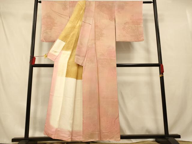 平和屋着物■上質な小紋 霞花車文 暈し染め 正絹 逸品 AABD6882fw