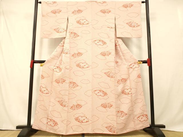 平和屋着物■上質な小紋 地紙草花鹿の子文 正絹 逸品 AABD6894fw
