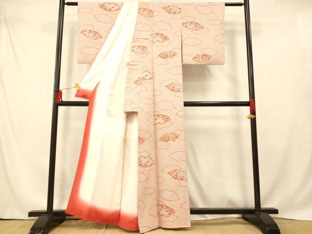 平和屋着物■上質な小紋 地紙草花鹿の子文 正絹 逸品 AABD6894fw