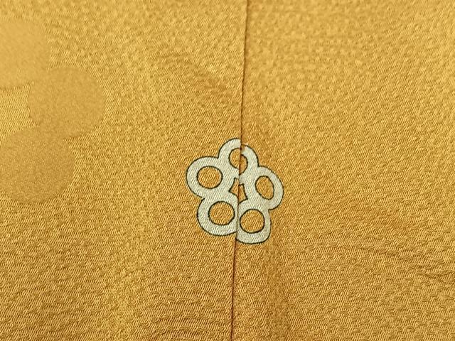 平和屋着物▽上質な色無地 単衣 舞花地紋 飴色 正絹 逸品 AABD6962jh
