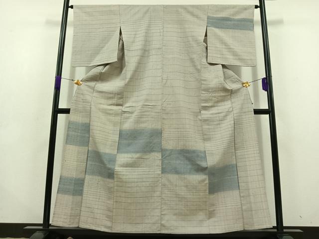 平和屋着物▽訪問着 単衣 紬地 横段文 正絹 逸品 AABD6986jh