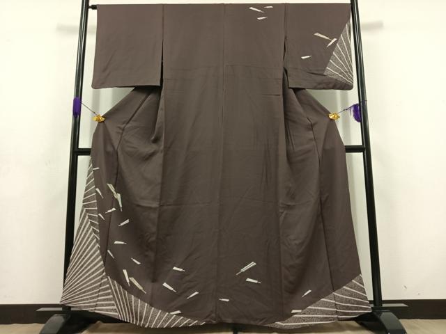 平和屋着物▽訪問着 単衣 扇子 金彩 正絹 逸品 AABD6994jh